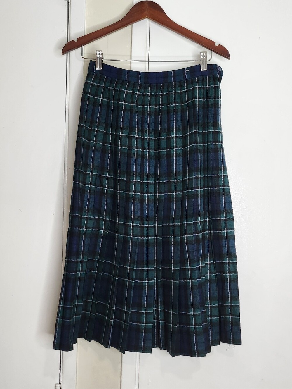 Vintage Pendleton Skirt Womens Blue Green Plaid Pleated - Picture 1 of 7